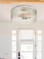 Charger l'image dans la visionneuse de galerie, Plafonnier encastré Bravira élégant en verre strié – Luminaire moderne et discret pour chambre à coucher