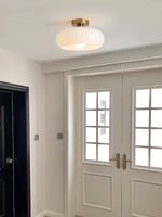 Load image into Gallery viewer, Retro Brass Bauhaus Glass Disc Ceiling Lamp