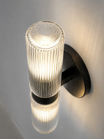 Cargar imagen en el visor de la Galería, Lámpara de pared doble Rivora con tubo de vidrio acanalado: iluminación de pared contemporánea para la entrada