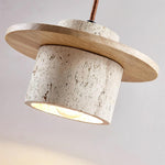Cargar imagen en el visor de la Galería, Lámpara colgante de travertino con textura elegante de piedra cilíndrica M02