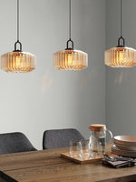 Load image into Gallery viewer, Ribbed Glass Pendant Light - Vintage Green Glass Hanging Light with Modern Appeal