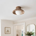 Cargar imagen en el visor de la Galería, Natural wood ceiling light installed near an entryway mirror