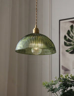 Load image into Gallery viewer, Ribbed Glass Pendant Light – Contemporary Glass Pendant Lights in Vintage Green Hue