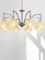 Load image into Gallery viewer, Art Deco Star Chandelier – Frosted Glass Deco Fixture for Dining Room – Astris Vega