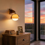 Load image into Gallery viewer, Sunset Glow Modern Wall Sconce with Acrylic Shade and Wood-Texture Base for Bedroom Hallway Living Room