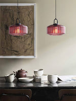 Load image into Gallery viewer, Ribbed Glass Pendant Light - Vintage Green Glass Hanging Light with Modern Appeal