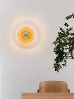 Cargar imagen en el visor de la Galería, Aplique de cristal acanalado: moderna lámpara de pared de disco para dormitorio