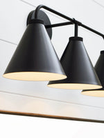 Load image into Gallery viewer, Korvi Tapered Sconce Cone Wall Light – Black or Brass Conical Retro Design