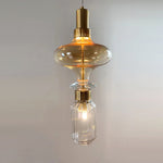Load image into Gallery viewer, Contemporary Hanging Light - Iron Metal Glass Gold Brown Damp-rated
