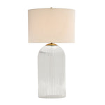 Load image into Gallery viewer, Bravira Ribbed Glass Table Lamp - Modern Lighting with Linen Shade