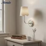 Cargar imagen en el visor de la Galería, Lámpara de Pared de Metal Curvada Moderna Glissum con Pantalla de Tela Suave para Sala de Estar y Pasillo