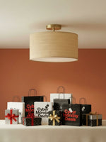 Load image into Gallery viewer, Dumora Drum Woven Ceiling Light - Rustic Boho Semi Flush Mount Light