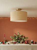 Load image into Gallery viewer, Dumora Drum Woven Ceiling Light - Rustic Boho Semi Flush Mount Light