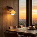 Load image into Gallery viewer, Sunset Glow Modern Wall Sconce with Acrylic Shade and Wood-Texture Base for Bedroom Hallway Living Room