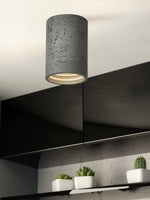 Load image into Gallery viewer, Cylindrical Travertine Lamp - LED Wabi Sabi Ceiling Light for Modern Homes