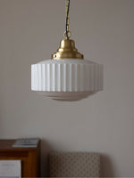 Load image into Gallery viewer, Opalume Glass Pendant Light – Vintage Milk Glass Pendant Light with Art Deco Style