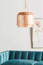 Load image into Gallery viewer, Lumica Faceted Capiz Shell Pendant — Coastal-Contemporary Pendant Light for Dining & Kitchen Islands