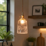 Bild in Gallery-Viewer laden, Japanische Vintage-Pendelleuchte aus Craquelé-Glas