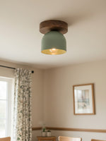 Load image into Gallery viewer, Metio Dome Scandinavian Oak Flush Mount Ceiling Light – Modern Minimalist Design for Living Room & Bedroom