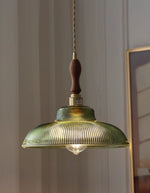 Load image into Gallery viewer, Ribbed Glass Pendant Light – Contemporary Glass Pendant Lights in Vintage Green Hue
