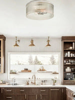 Cargar imagen en el visor de la Galería, Lámpara de techo empotrada de vidrio acanalado elegante Bravira – Luminaria moderna de perfil bajo para dormitorio