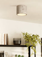Load image into Gallery viewer, Cylindrical Travertine Lamp - LED Wabi Sabi Ceiling Light for Modern Homes