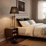 Cargar imagen en el visor de la Galería, Black floor lamp beside a bedroom nightstand