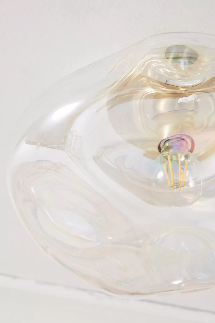 Lightail Aufbaudeckenleuchte - irisierendes Glas mit Messingfuß