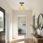 Cargar imagen en el visor de la Galería, Light Yellow Glass Pendant Light With Chrome Canopy