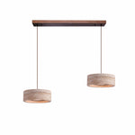 Load image into Gallery viewer, Two-light yellow travertine linear LED pendant SKU image