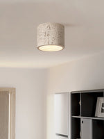 Load image into Gallery viewer, Cylindrical Travertine Lamp - LED Wabi Sabi Ceiling Light for Modern Homes