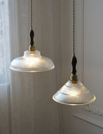 Load image into Gallery viewer, Ribbed Glass Pendant Light – Contemporary Glass Pendant Lights in Vintage Green Hue