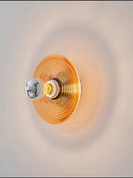 Cargar imagen en el visor de la Galería, Aplique de cristal acanalado: moderna lámpara de pared de disco para dormitorio