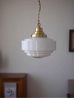 Load image into Gallery viewer, Opalume Glass Pendant Light – Vintage Milk Glass Pendant Light with Art Deco Style