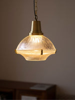 Load image into Gallery viewer, Ribbed Glass Pendant Light – Stylish Brass and Glass Pendant Light for Kitchen & Modern Interiors