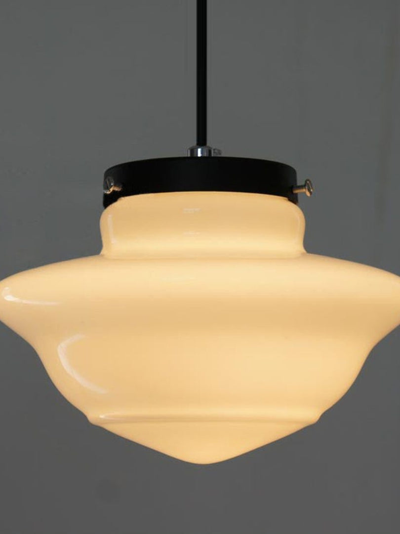Vintage Art Deco Milk Glass Pendant Light
