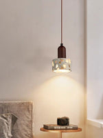 Load image into Gallery viewer, Wabi-sabi Style Water-polished Translucent Stone Retro Pendant Lamp