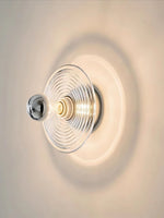 Cargar imagen en el visor de la Galería, Aplique de cristal acanalado: moderna lámpara de pared de disco para dormitorio