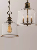 Load image into Gallery viewer, American Vintage Aged Clear Bell Glass Pendant Light