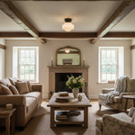 Load image into Gallery viewer, Geotower Glass Deco Globe Flush Mount – Ribbed Glass Ceiling Light for Interior Spaces