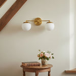 Load image into Gallery viewer, Glorica Glass Modern Wall Sconce – Contemporary 2-Globe Indoor Accent Lamp for Hallway
