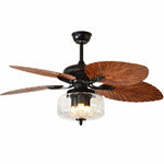 Cargar imagen en el visor de la Galería, Konoha and Banana Leaf Wooden Ceiling Fan Light