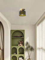 Load image into Gallery viewer, Nordic Morandi Cylinder Glass Ceiling Light – Colorful Fixture For Hallways