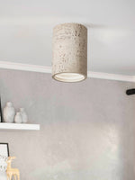 Load image into Gallery viewer, Cylindrical Travertine Lamp - LED Wabi Sabi Ceiling Light for Modern Homes