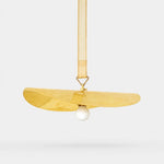 Load image into Gallery viewer, Sculptural brass leaf pendant light with belt-style suspension