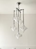 Load image into Gallery viewer, Art Deco Star Chandelier – Frosted Glass Deco Fixture for Dining Room – Astris Vega