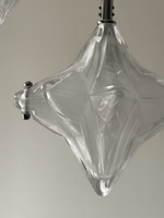 Load image into Gallery viewer, Art Deco Star Chandelier – Frosted Glass Deco Fixture for Dining Room – Astris Vega