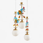 Bild in Gallery-Viewer laden, Three light unicorn chandelier with colorful horse figures