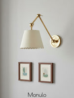 Load image into Gallery viewer, Foldray Scalloped Drum Shade Wall Sconce – Modern Rustic Wall Light for Bedroom