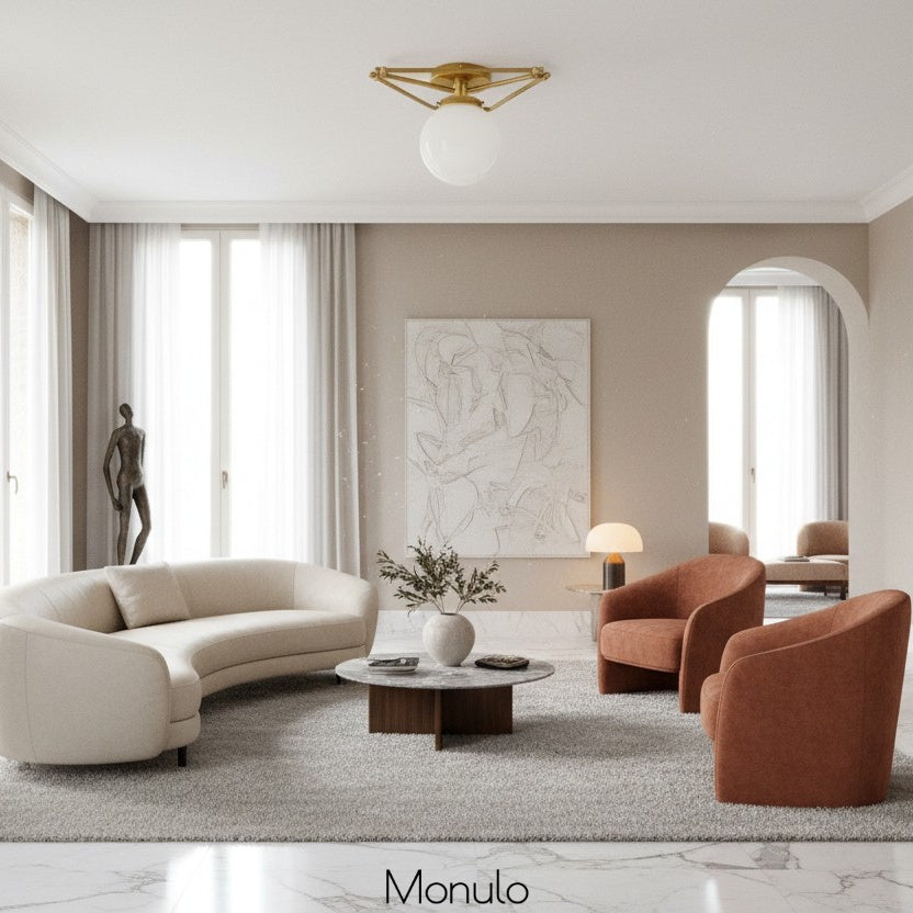 Plafonnier géométrique en verre Glorica d'inspiration Art déco – Abat-jour géométrique moderne en verre pour chambre et salon